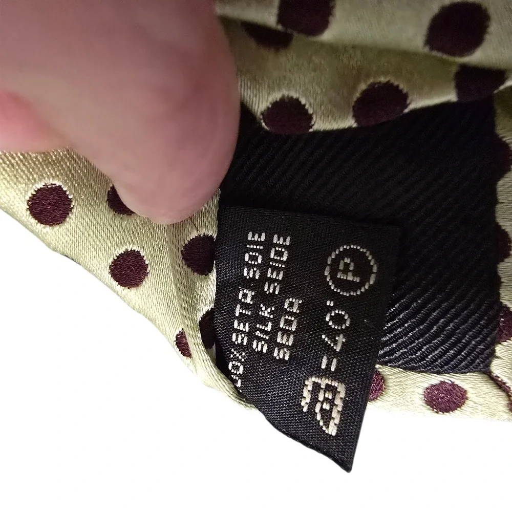 Ermenegildo Zegna Silk Tie Gold Brown Polka Dot Italian Designer Mens Wide‎